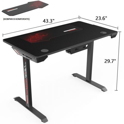 Стол компьютерный игровой Eureka I1-S, чёрный