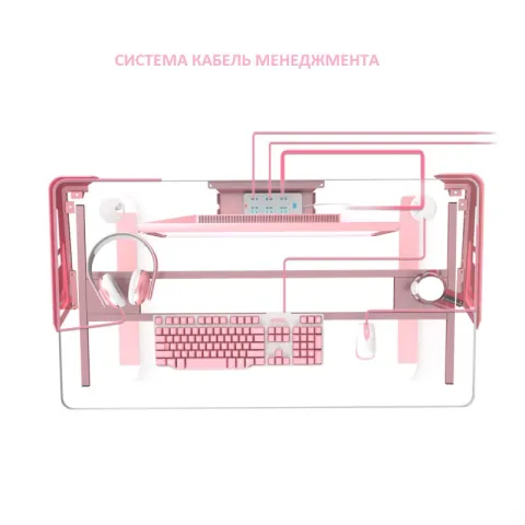 Стол компьютерный игровой Eureka I1-S, розовый