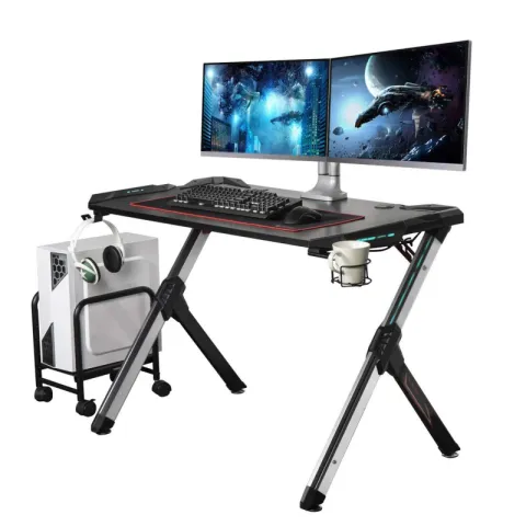 Стол компьютерный игровой Eureka R1 S с RGB подсветкой, чёрный