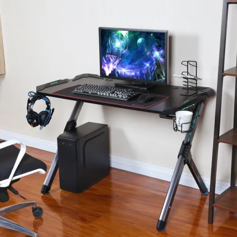 Стол компьютерный игровой Eureka R1 S с RGB подсветкой, чёрный