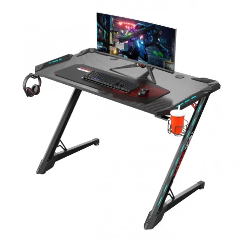 Стол компьютерный игровой Eureka Z1-S Pro c RGB подсветкой, черный