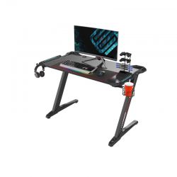 Стол компьютерный игровой Eureka Z1 S с синей подсветкой, чёрный