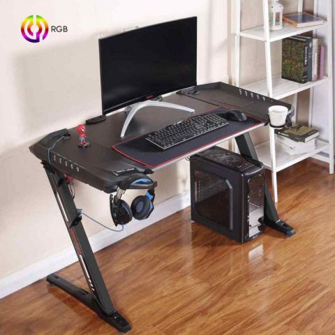 Стол компьютерный игровой Eureka Z2 c RGB подсветкой, чёрный