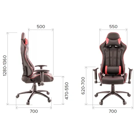 Кресло компьютерное игровое Everprof Lotus S10 Экокожа Черный/Красный