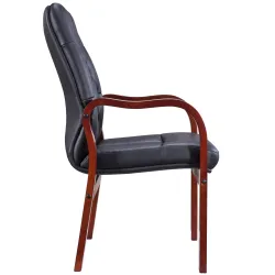 Кресло Everprof Monaco Wood CF Экокожа Черный