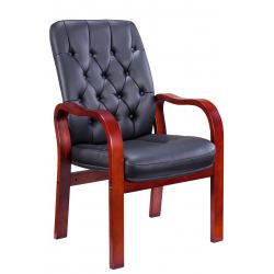 Кресло Everprof Monaco Wood CF Экокожа Черный