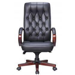 Кресло Everprof Monaco Wood Кожа Черный