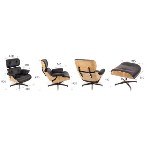 Кресло реклайнер с подставкой для ног Everprof Relax Кожа Черный