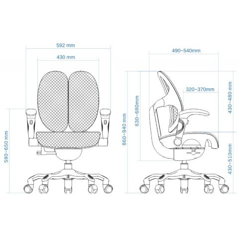 Кресло школьника FALTO ORTO (корсетная спинка, слайдер, подлокотники 3D, сетка, синий)