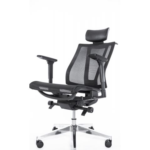 Кресло Falto G-1 AIR GON 18KALH-AL-BK (каркас черный, спинка сетка черная, сидение сетка черная)