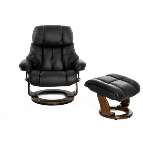 Кресло реклайнер FALTO Lux (оттоманка, натуральная кожа, черный)