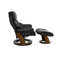 Кресло реклайнер FALTO Lux (оттоманка, натуральная кожа, черный)