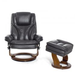 Кресло реклайнер FALTO Hana (оттоманка, натуральная кожа Nappa, тёмно серый)