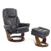 Кресло реклайнер FALTO Hana (оттоманка, натуральная кожа Nappa, тёмно серый)
