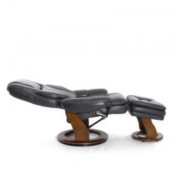 Кресло реклайнер FALTO Hana (оттоманка, натуральная кожа Nappa, тёмно серый)
