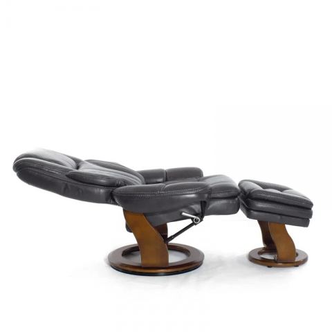 Кресло реклайнер FALTO Hana (оттоманка, натуральная кожа Nappa, тёмно серый)