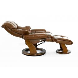Кресло реклайнер FALTO Lux (оттоманка, натуральная кожа, коричневый)