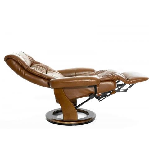 Кресло реклайнер FALTO Valencia (встроенная подножка, натуральная кожа, коричневый)