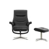 Кресло реклайнер FALTO RELAX BOSS 7826A с пуфом для ног, обивка КОЖА 001 BLACK