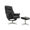 Кресло реклайнер FALTO RELAX BOSS 7826A с пуфом для ног, обивка КОЖА 001 BLACK