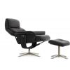 Кресло реклайнер FALTO RELAX BOSS 7826A с пуфом для ног, обивка КОЖА 001 BLACK
