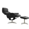 Кресло реклайнер FALTO RELAX BOSS 7826A с пуфом для ног, обивка КОЖА 001 BLACK