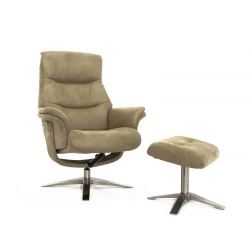 Кресло реклайнер FALTO RELAX BOSS 7826A с пуфом для ног, обивка HE482-02 TAUPE