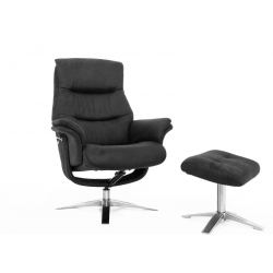 Кресло реклайнер FALTO RELAX BOSS 7826A с пуфом для ног, обивка HE482-16 CHARCOAL