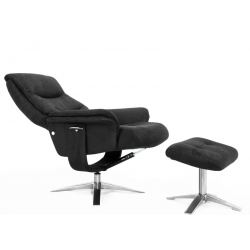 Кресло реклайнер FALTO RELAX BOSS 7826A с пуфом для ног, обивка HE482-16 CHARCOAL