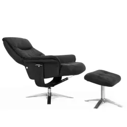 Кресло реклайнер FALTO RELAX BOSS 7826A с пуфом для ног, обивка HE482-16 CHARCOAL
