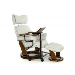 Кресло реклайнер FALTO Piabora (оттоманка, натуральная кожа, белый)