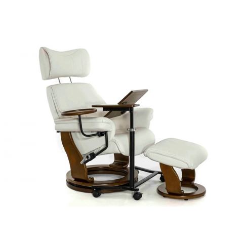 Кресло реклайнер FALTO Piabora (оттоманка, натуральная кожа, белый)