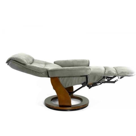 Кресло реклайнер FALTO Rio (встроенная подножка, искусственный нубук, серый)