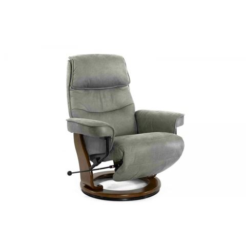 Кресло реклайнер FALTO Rio (встроенная подножка, искусственный нубук, серый)