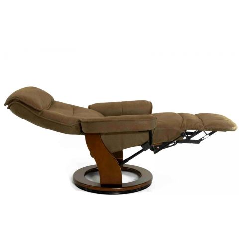 Кресло реклайнер FALTO Rio (встроенная подножка, искусственный нубук, коричневый)