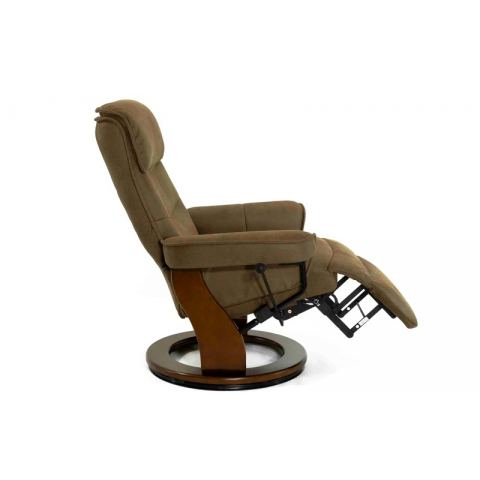 Кресло реклайнер FALTO Rio (встроенная подножка, искусственный нубук, коричневый)