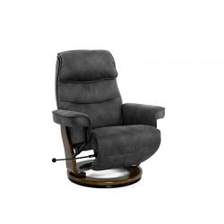 Кресло реклайнер FALTO Rio (встроенная подножка, искусственный нубук, тёмно серый)
