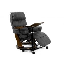 Кресло реклайнер FALTO Rio (встроенная подножка, искусственный нубук, тёмно серый)