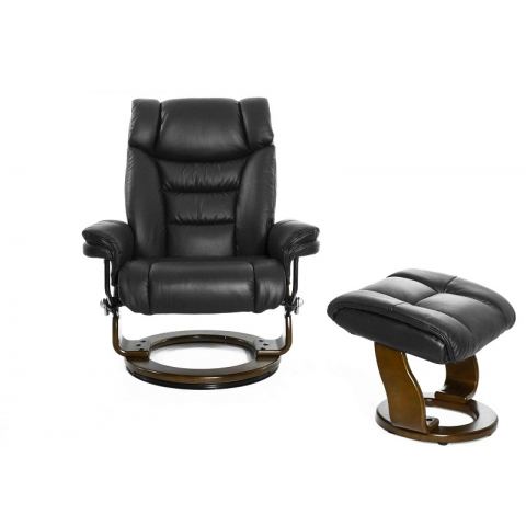 Кресло реклайнер FALTO Zuel (оттоманка, натуральная кожа, черный)