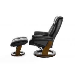 Кресло реклайнер FALTO Zuel (оттоманка, натуральная кожа, черный)