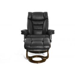 Кресло реклайнер FALTO Zuel (оттоманка, натуральная кожа, черный)