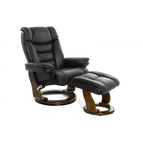 Кресло реклайнер FALTO Zuel (оттоманка, натуральная кожа, черный)
