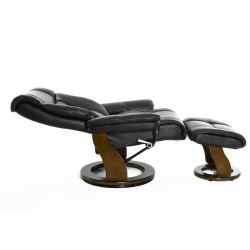 Кресло реклайнер FALTO Zuel (оттоманка, натуральная кожа, черный)