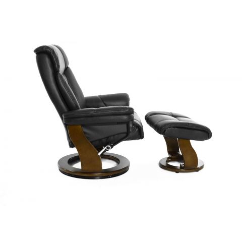 Кресло реклайнер FALTO Zuel (оттоманка, натуральная кожа, черный)