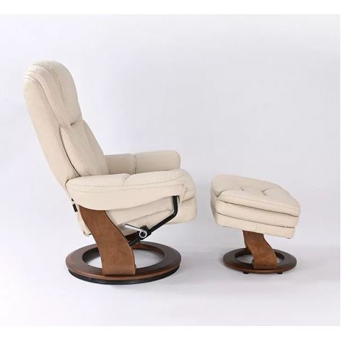 Кресло реклайнер FALTO Hana (оттоманка, натуральная кожа Nappa, бежевый)