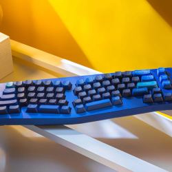 Механическая клавиатура QMK Keychron Q8 Alice-ANSI Knob, (68 кл.), RGB, Hot-Swap, Алюм.корпус, Barebone, синий