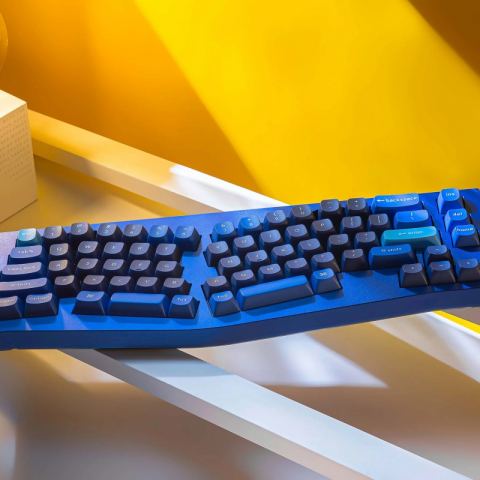 Механическая клавиатура QMK Keychron Q8 Alice-ANSI Knob, (68 кл.), RGB, Hot-Swap, Алюм.корпус, Barebone, синий