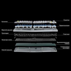 Механическая клавиатура QMK Keychron Q8 Alice-ANSI Knob, (68 кл.), RGB, Hot-Swap, Алюм.корпус, Barebone, синий