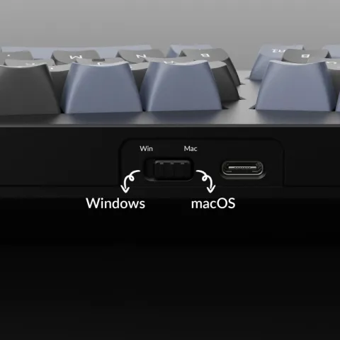 Механическая клавиатура QMK Keychron Q8 Alice-ANSI Knob, (68 кл.), RGB, Hot-Swap, Алюм.корпус, Barebone, синий