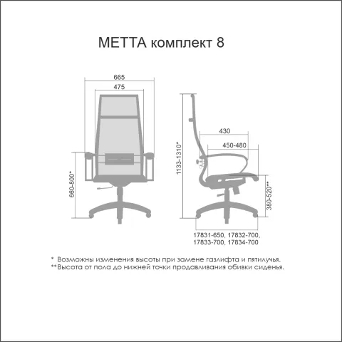 Компьютерное кресло Метта Комплект 8 CH черный, кожа NewLeather
